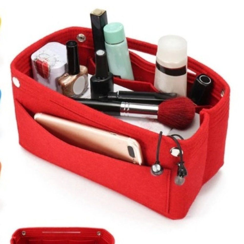 Insert/Organizer- Designer Handbags/Totes -Bright Red Style 3- Snap- NWT